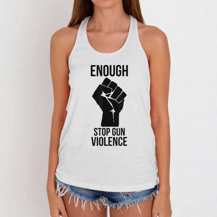 Enough Stop Gun Violence #Enough Gun Control Anti Gun Women's Knotted Racerback Tank