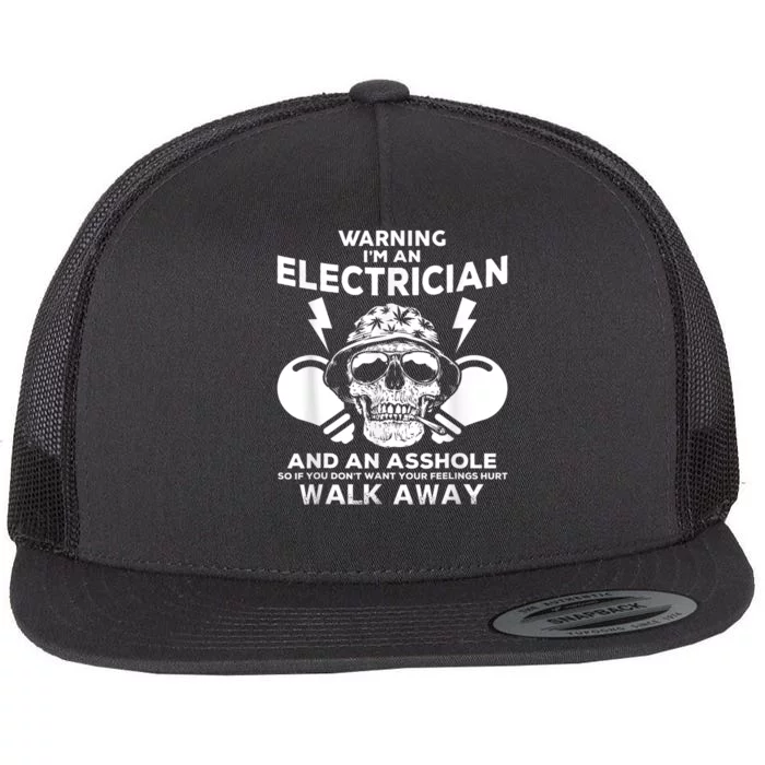 Electrician Skull Graphic Electrician Apparel Flat Bill Trucker Hat