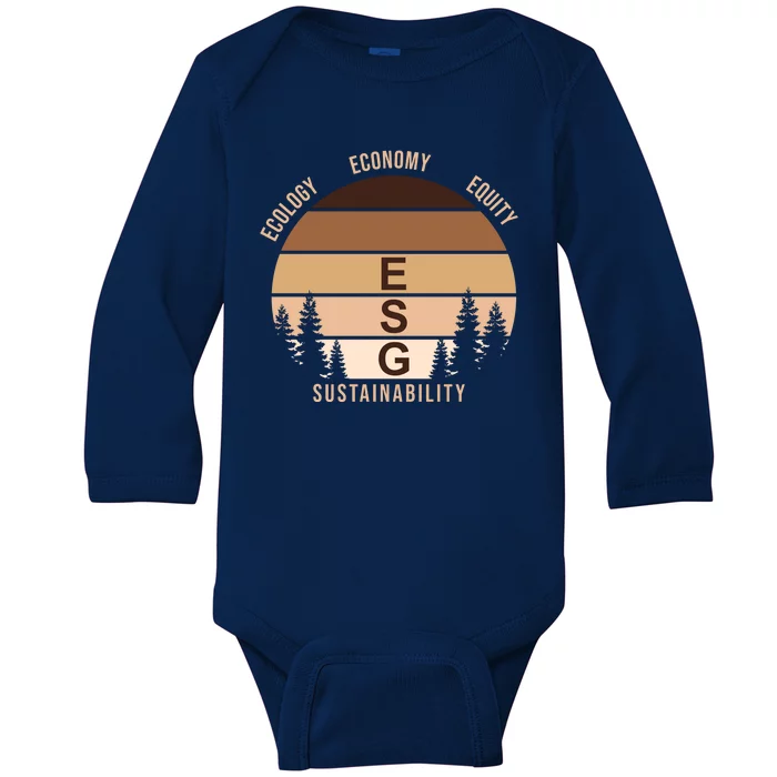 Environment Social Governance Retro ESG Baby Long Sleeve Bodysuit