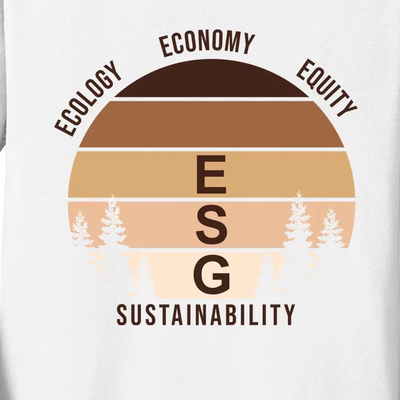 Environment Social Governance Retro ESG Kids Long Sleeve Shirt