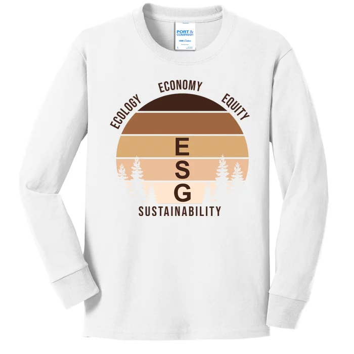 Environment Social Governance Retro ESG Kids Long Sleeve Shirt