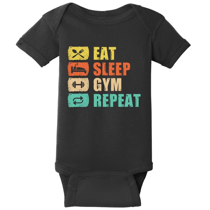 Eat Sleep Gym Repeat Baby Bodysuit