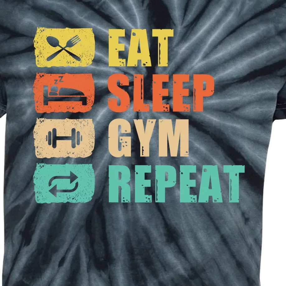 Eat Sleep Gym Repeat Kids Tie-Dye T-Shirt