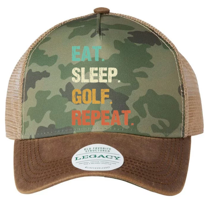 Eat Sleep Golf Repeat Golfer Golfing Funny Legacy Tie Dye Trucker Hat