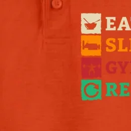 Eat Sleep Gym Repeat Bodybuilding Fitness Weightlifter Gym Meaningful Gift Dry Zone Grid Performance Polo