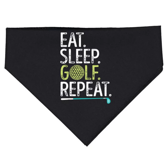 Eat Sleep Golf Repeat Golfing Golfer Funny  Wo Sports USA-Made Doggie Bandana