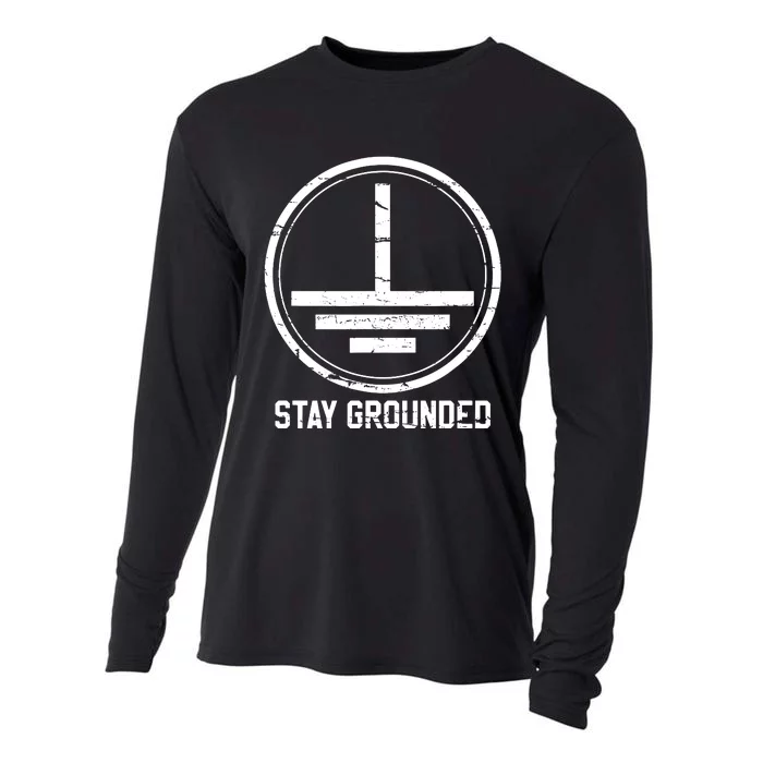 Electrician Stay Grounded Funny Nerd Engineer Gift Cooling Performance Long Sleeve Crew