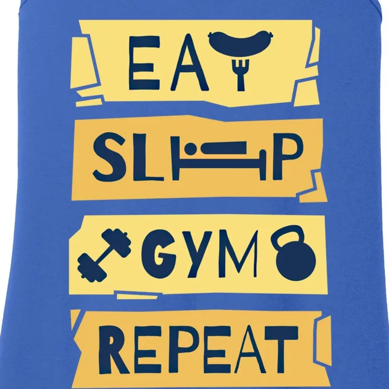 Eat Sleep Gym Repeat Fitness Weightlifting Bodybuilders Gift Ladies Essential Tank