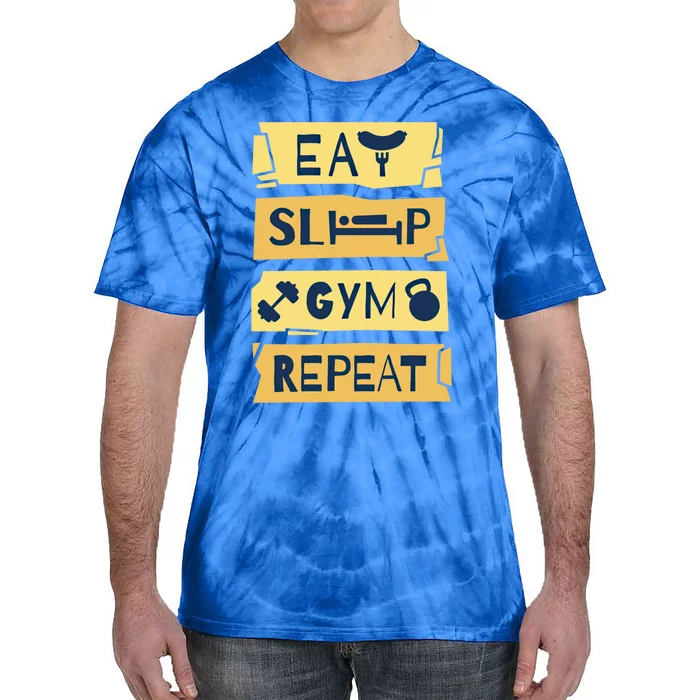 Eat Sleep Gym Repeat Fitness Weightlifting Bodybuilders Gift Tie-Dye T-Shirt