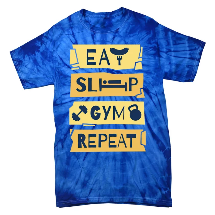 Eat Sleep Gym Repeat Fitness Weightlifting Bodybuilders Gift Tie-Dye T-Shirt