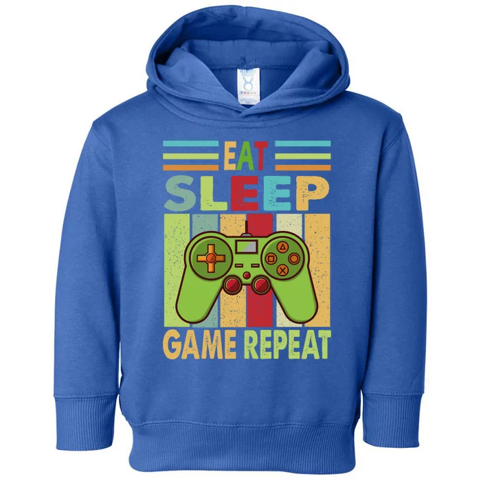 Eat Sleep Game Repeat Retro Vintage Funny Gamer Toddler Hoodie