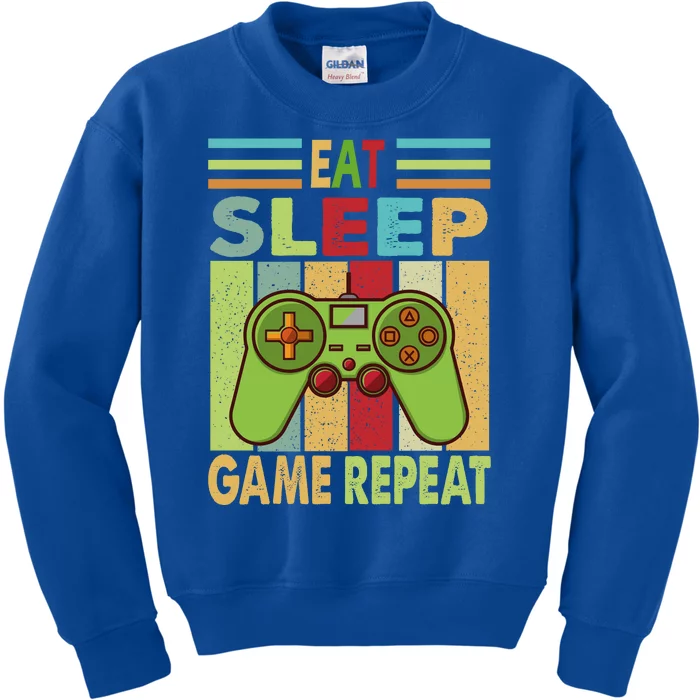 Eat Sleep Game Repeat Retro Vintage Funny Gamer Kids Sweatshirt