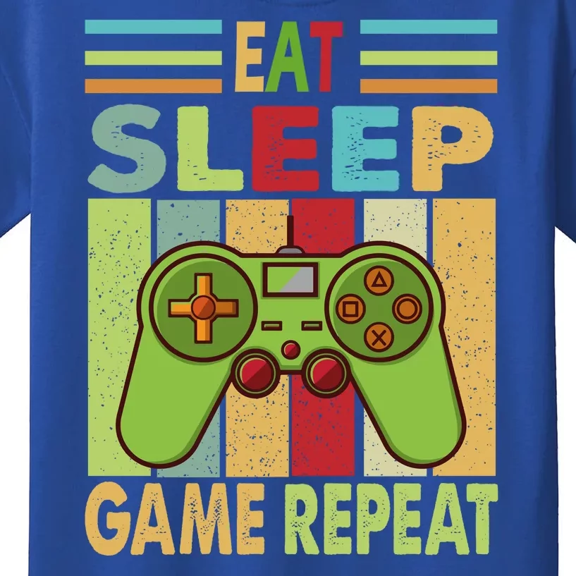 Eat Sleep Game Repeat Retro Vintage Funny Gamer Kids T-Shirt