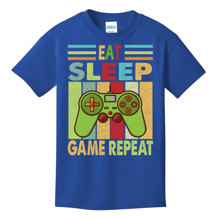 Eat Sleep Game Repeat Retro Vintage Funny Gamer Kids T-Shirt