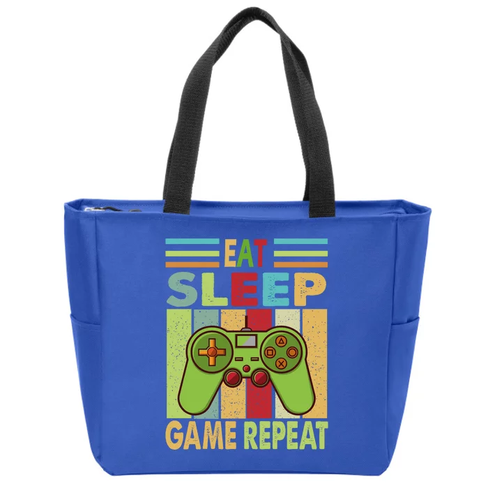 Eat Sleep Game Repeat Retro Vintage Funny Gamer Zip Tote Bag