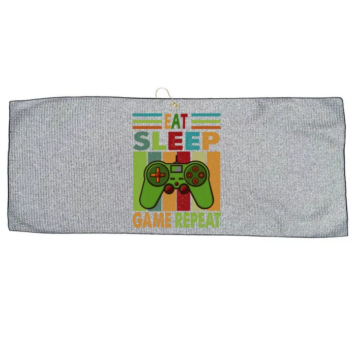 Eat Sleep Game Repeat Retro Vintage Funny Gamer Large Microfiber Waffle Golf Towel