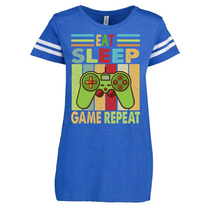 Eat Sleep Game Repeat Retro Vintage Funny Gamer Enza Ladies Jersey Football T-Shirt