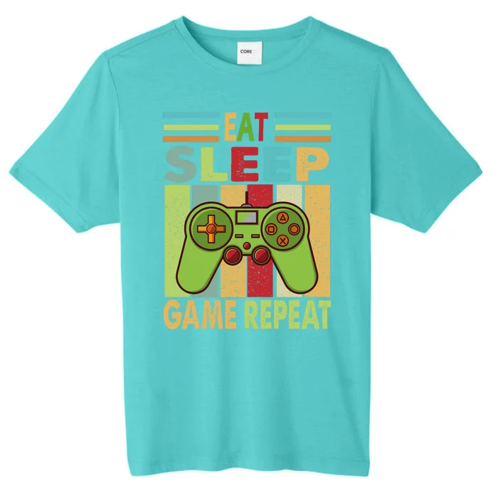 Eat Sleep Game Repeat Retro Vintage Funny Gamer ChromaSoft Performance T-Shirt