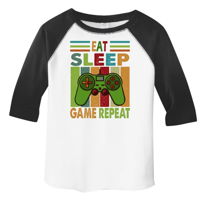 Eat Sleep Game Repeat Retro Vintage Funny Gamer Toddler Fine Jersey T-Shirt