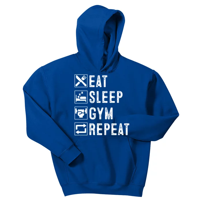 Eat Sleep Gym Repeat Funny Workout Iac Bodybuilding Life Meaningful Gift Kids Hoodie