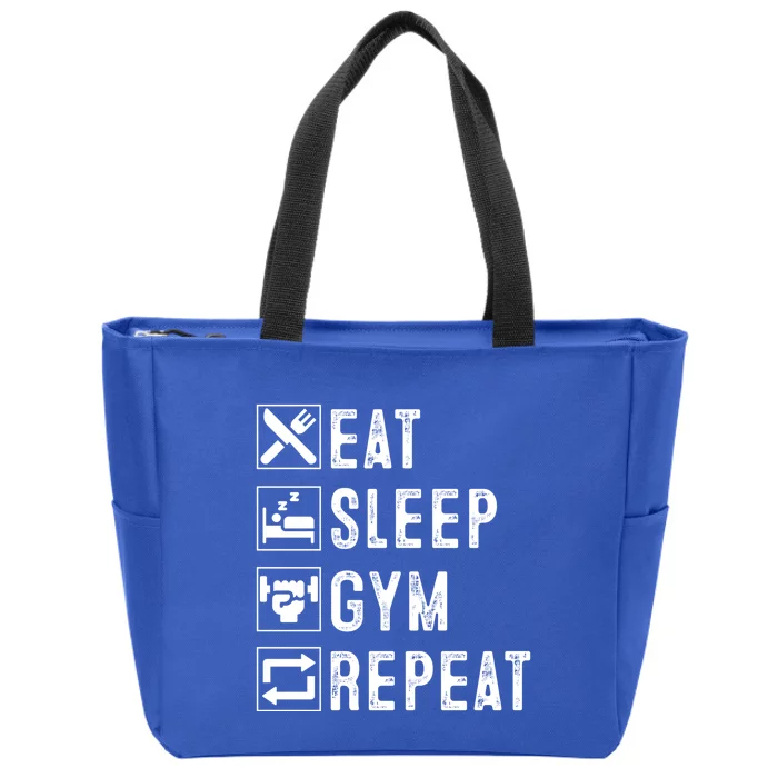 Eat Sleep Gym Repeat Funny Workout Iac Bodybuilding Life Meaningful Gift Zip Tote Bag