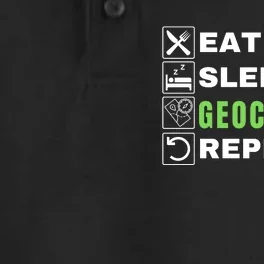 Eat Sleep Geocaching Repeat, Outdoorsman, Funny Geocaching Dry Zone Grid Performance Polo