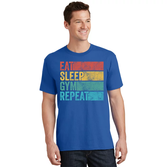 Eat Sleep Gym Repeat Funny Workout Train Vintage Distressed Funny Gift T-Shirt