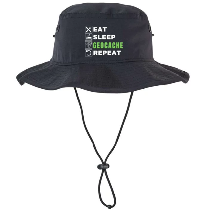 Eat Sleep Geocaching Repeat, Outdoorsman, Funny Geocache, Geocaching Legacy Cool Fit Booney Bucket Hat