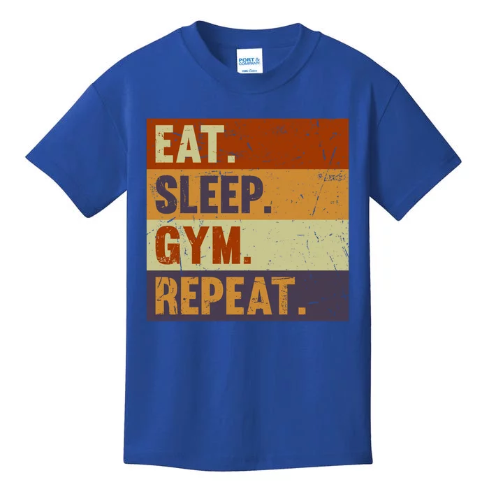 Eat Sleep Gym Repeat Meaningful Gift Funny Vintage Bodybuilder Workout Gift Kids T-Shirt