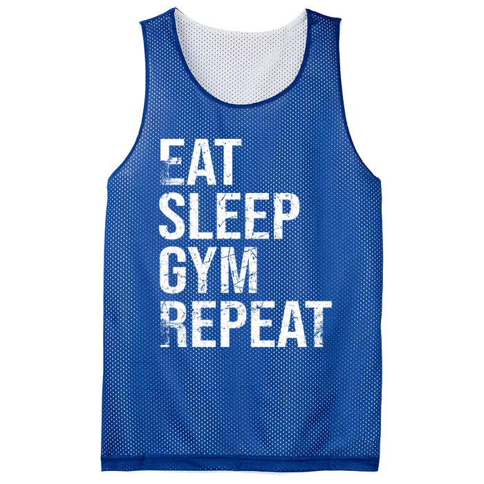 Eat Sleep Gym Repeat Distressed Vintage Gift Mesh Reversible Basketball Jersey Tank