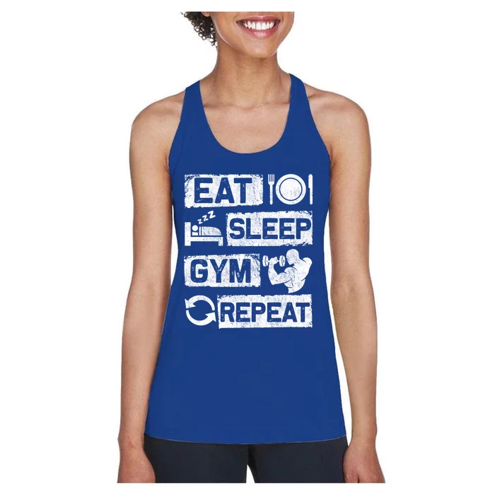 Eat Sleep Gym Repeat Funny Sports Bodybuilding Clothing: Gift Women's Racerback Tank