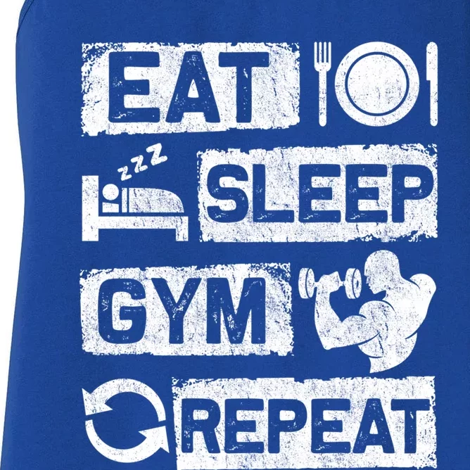 Eat Sleep Gym Repeat Funny Sports Bodybuilding Clothing: Gift Women's Racerback Tank