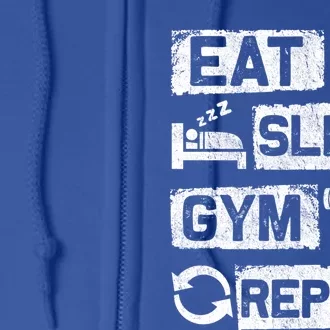 Eat Sleep Gym Repeat Funny Sports Bodybuilding Clothing: Gift Full Zip Hoodie