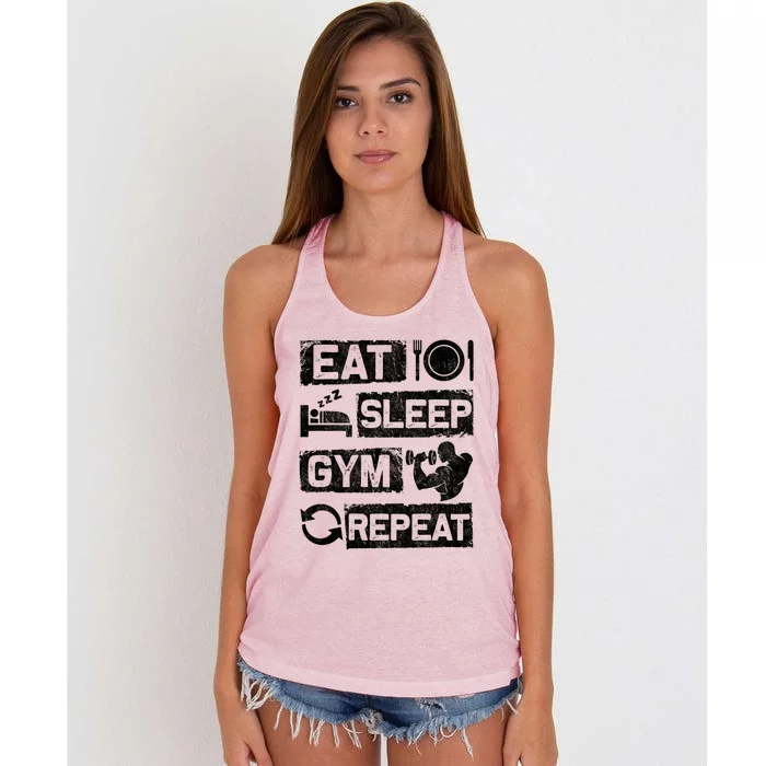 Eat Sleep Gym Repeat Funny Sports Bodybuilding Clothing: Gift Women's Knotted Racerback Tank