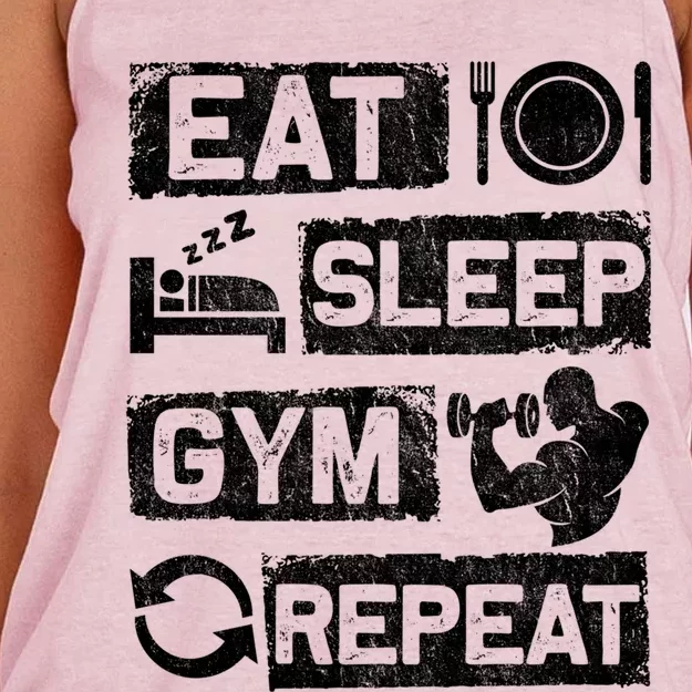 Eat Sleep Gym Repeat Funny Sports Bodybuilding Clothing: Gift Women's Knotted Racerback Tank