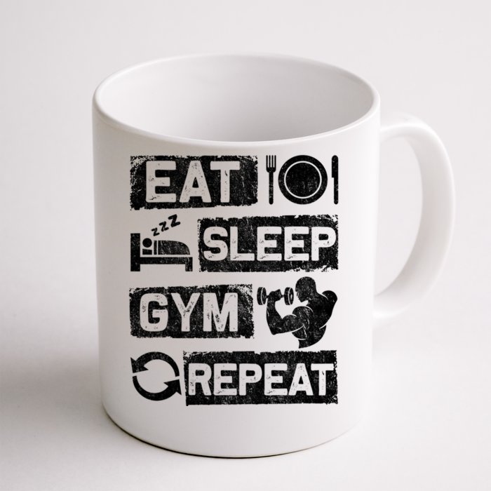 Eat Sleep Gym Repeat Funny Sports Bodybuilding Clothing: Gift Front & Back Coffee Mug