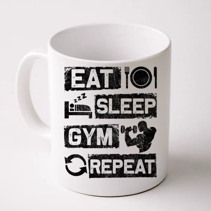 Eat Sleep Gym Repeat Funny Sports Bodybuilding Clothing: Gift Front & Back Coffee Mug