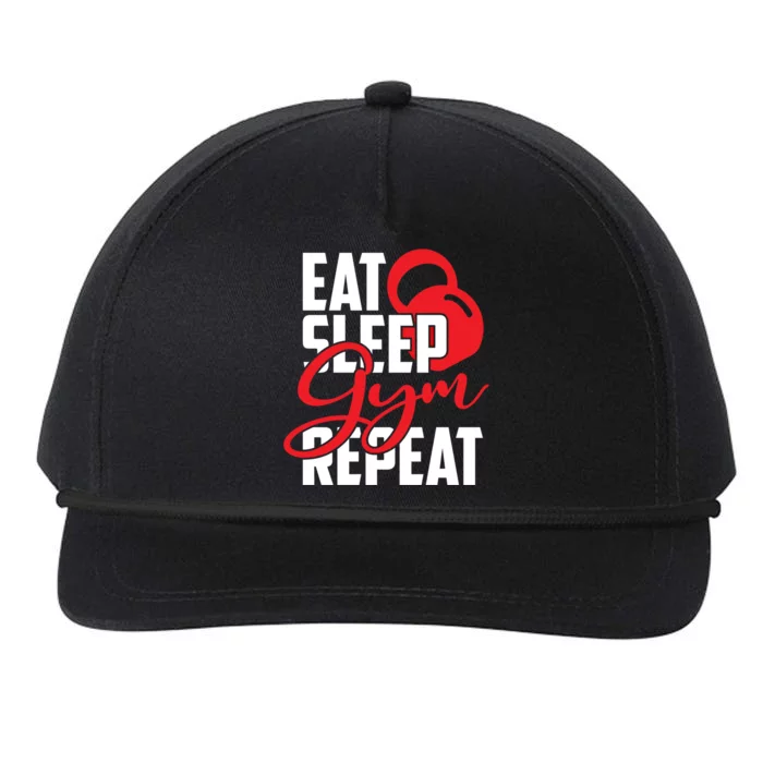 Eat Sleep Gym Repeat Weightlifting Fitness Saying Gift Snapback Five-Panel Rope Hat