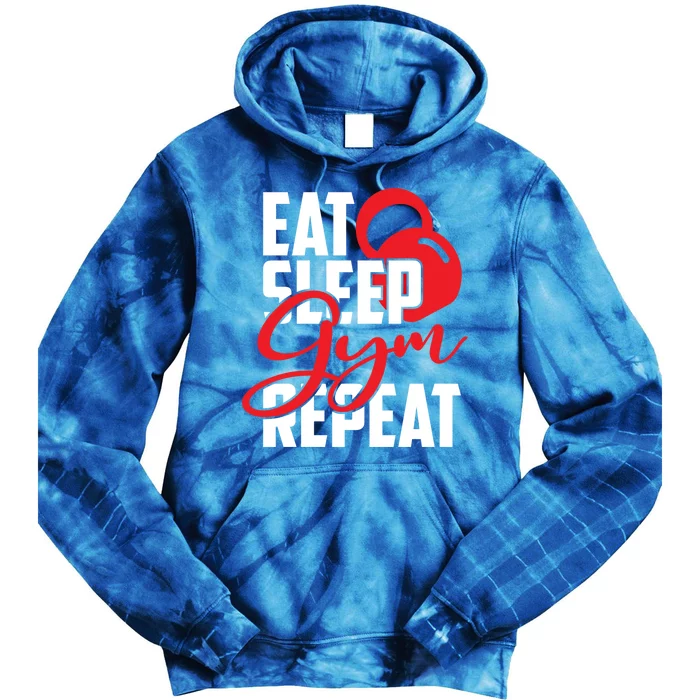 Eat Sleep Gym Repeat Weightlifting Fitness Saying Gift Tie Dye Hoodie