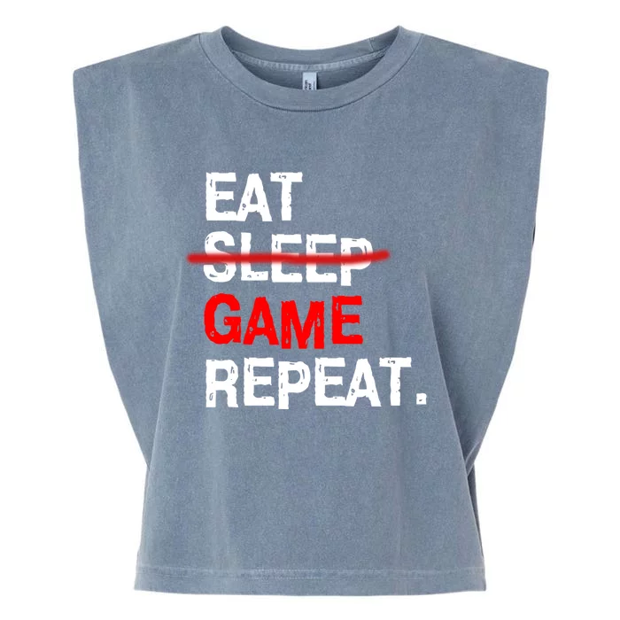 Eat Sleep Game Repeat Board Video Gamer Garment-Dyed Women's Muscle Tee