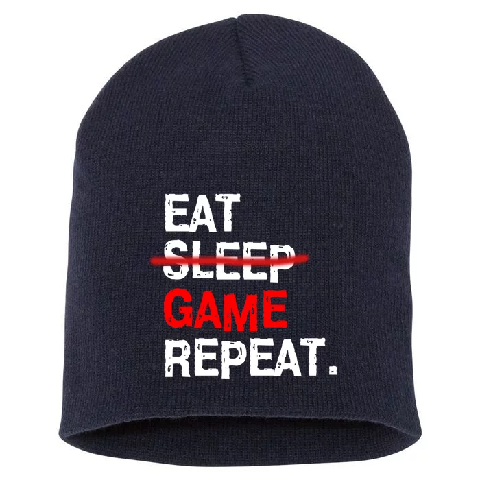 Eat Sleep Game Repeat Board Video Gamer Short Acrylic Beanie