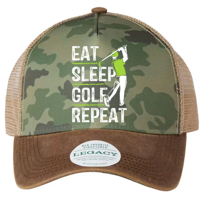 Eat Sleep Golf Repeat Funny Golfer Apparel Legacy Tie Dye Trucker Hat