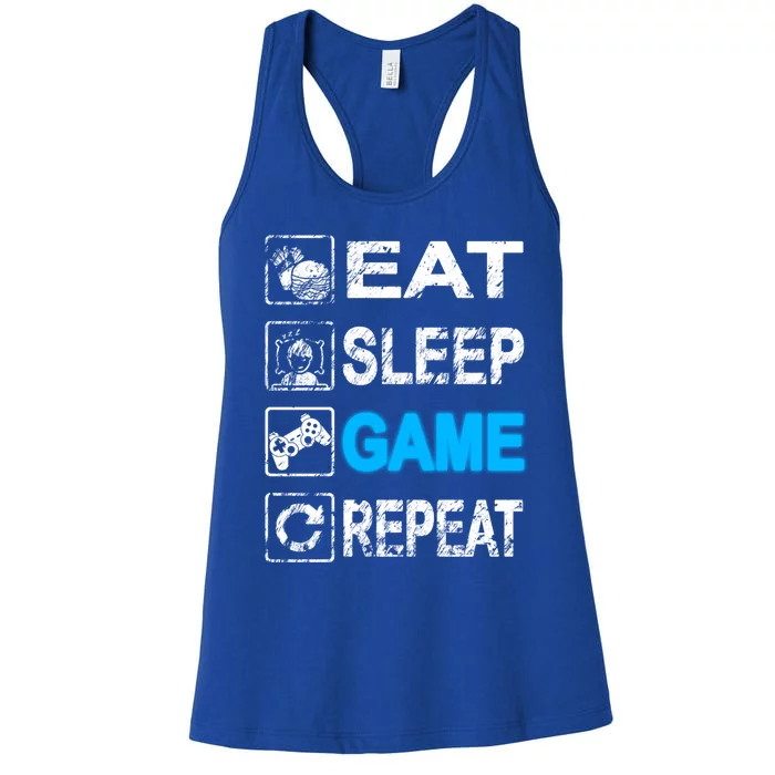 Eat Sleep Game Repeat Vintage Grunge Design Gift Women's Racerback Tank