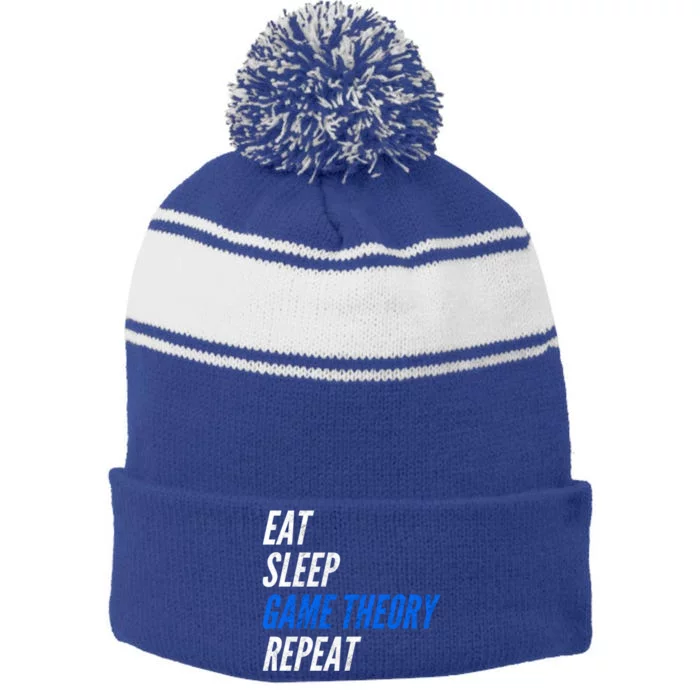 Eat Sleep Game Theory Repeat Gift Stripe Pom Pom Beanie