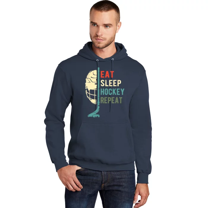 Eat Sleep Hockey Repeat Funny Retro Vintage Hoodie