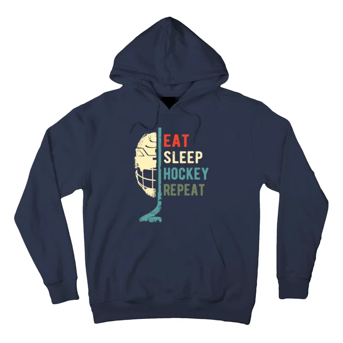 Eat Sleep Hockey Repeat Funny Retro Vintage Hoodie