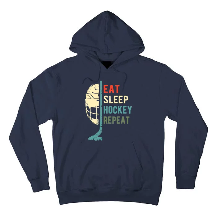 Eat Sleep Hockey Repeat Funny Retro Vintage Tall Hoodie