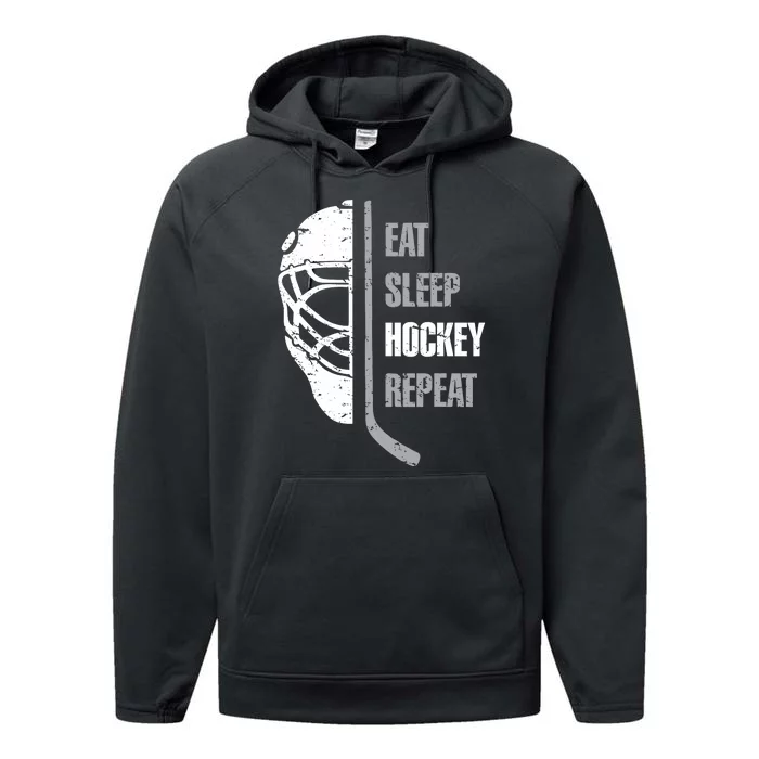 Eat Sleep Hockey Repeat Christmas Hockey Performance Fleece Hoodie