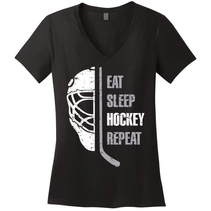 Eat Sleep Hockey Repeat Christmas Hockey Women's V-Neck T-Shirt