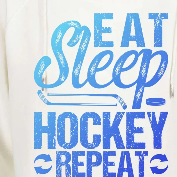 Eat Sleep Hockey Repeat Sport Themed Christmas Gift Womens Funnel Neck Pullover Hood